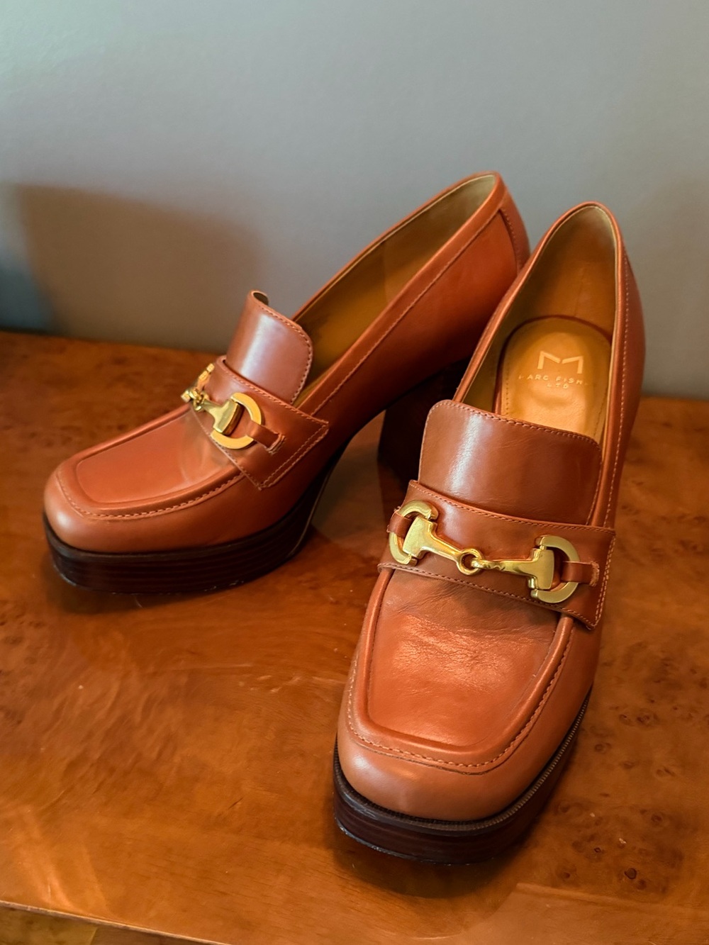Marc Fisher LTD Leather Loafer Block Heel- Size 9M